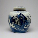 Blue & White Ceramic Round Ginger Jar