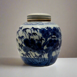 Blue & White Ceramic Round Ginger Jar