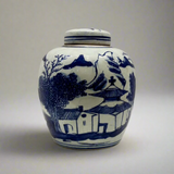 Blue & White Ceramic Round Ginger Jar