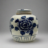 Blue & White Ceramic Round Ginger Jar