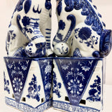 Blue & White Ceramic Fu Dog Lion Set