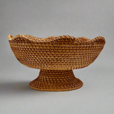 Woven Rattan Pedestal Bowl