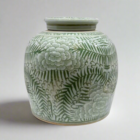 Foliage Ceramic Ginger Jar With Lid