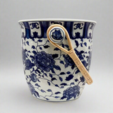 Chinoiserie Blue & White Planter With Bamboo Handle