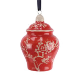 Red & white Ceramic Ginger Jar Hanging Ornament