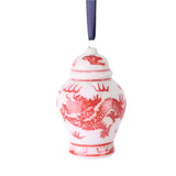 Red & white Ceramic Ginger Jar Hanging Ornament