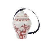 Red & white Ceramic Ginger Jar Hanging Ornament