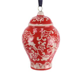 Red & white Ceramic Ginger Jar Hanging Ornament