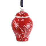 Red & white Ceramic Ginger Jar Hanging Ornament