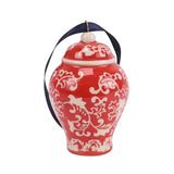 Red & white Ceramic Ginger Jar Hanging Ornament