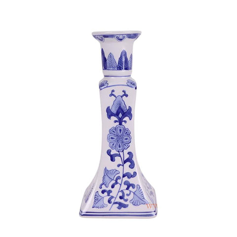 Ceramic Blue & White Candlestick