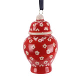 Red & white Ceramic Ginger Jar Hanging Ornament