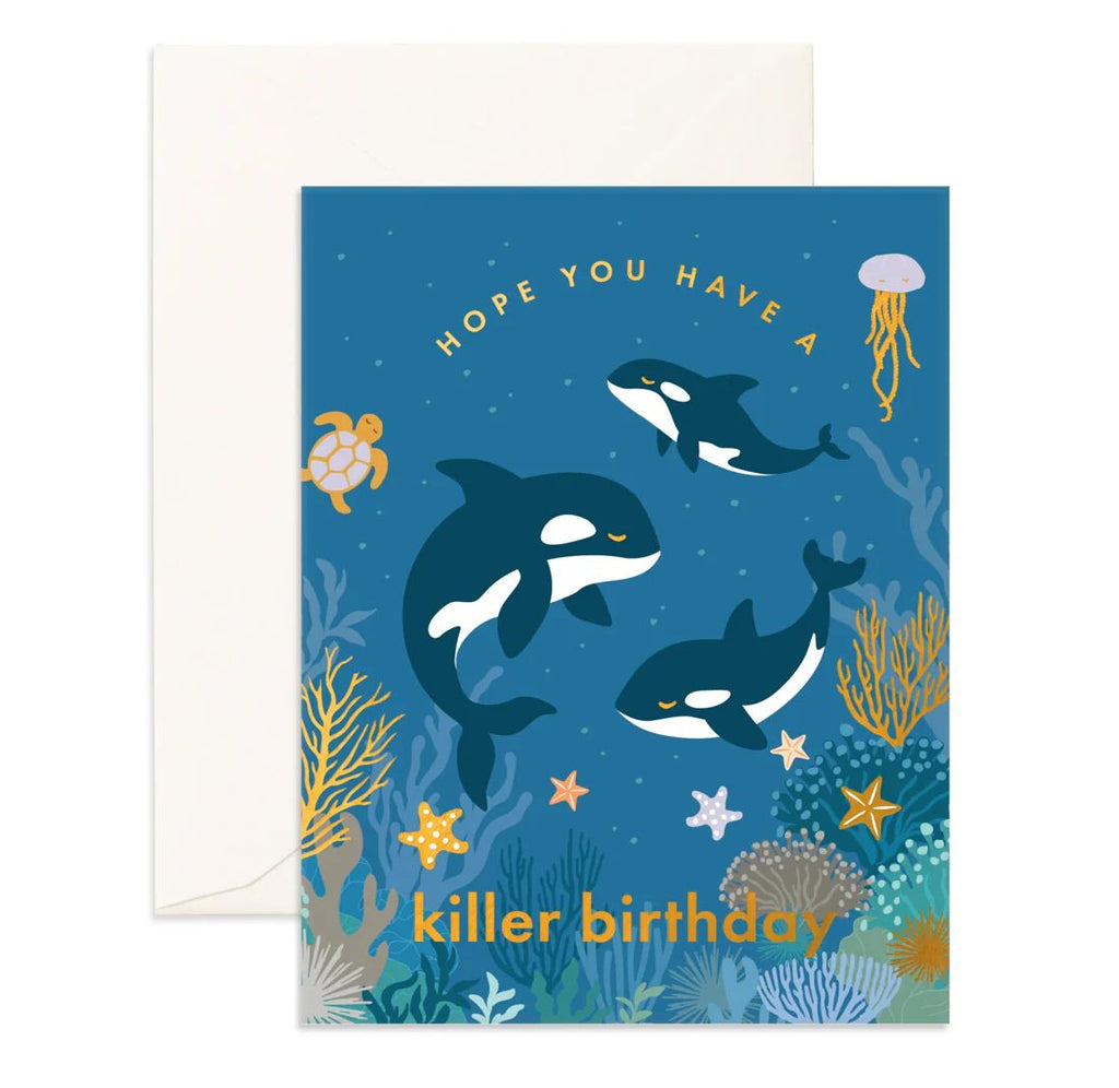 " Birthday Killer Whales " Greeting Card