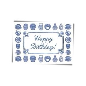" Happy Birthday Blue China " Greeting Card