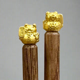 Lion & Lucky Cat Wooden Chopsticks