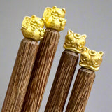 Lion & Lucky Cat Wooden Chopsticks