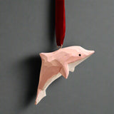 Dolphin Hand Carved Wooden Ornament