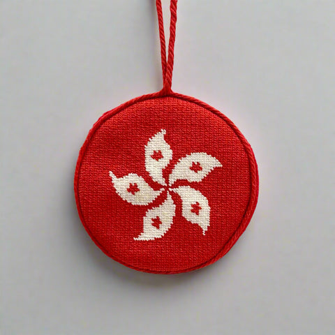 Hong Kong Bauhinia Needlepoint Ornament