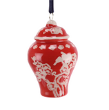 Red & white Ceramic Ginger Jar Hanging Ornament