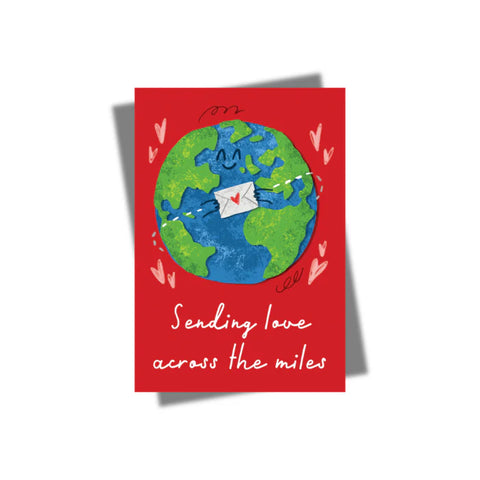 GREETING CARD: Sending Love Across The Miles (Red)