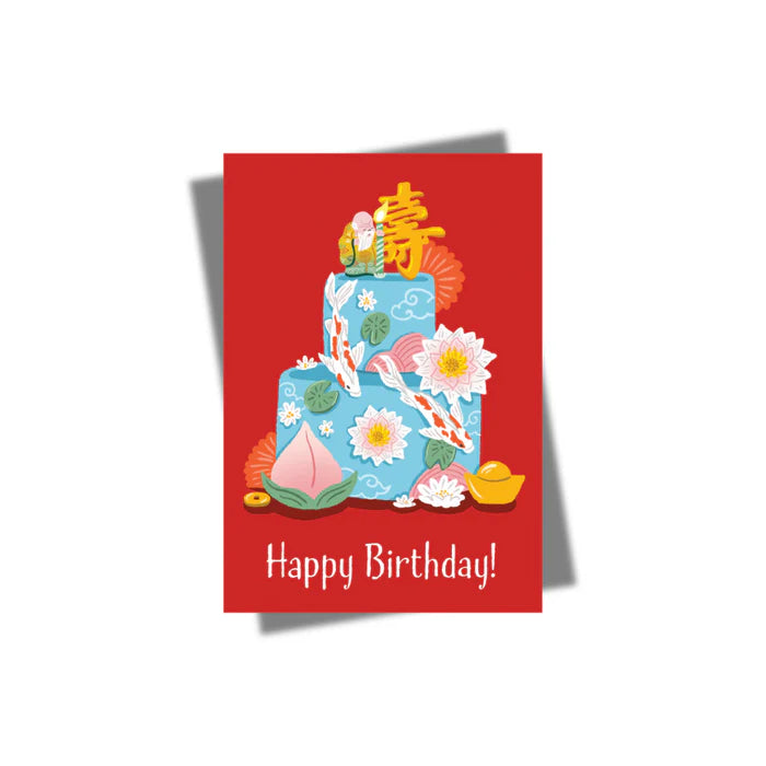 GREETING CARD: Longevity Cake (Red)