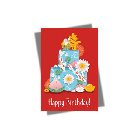 GREETING CARD: Longevity Cake (Red)