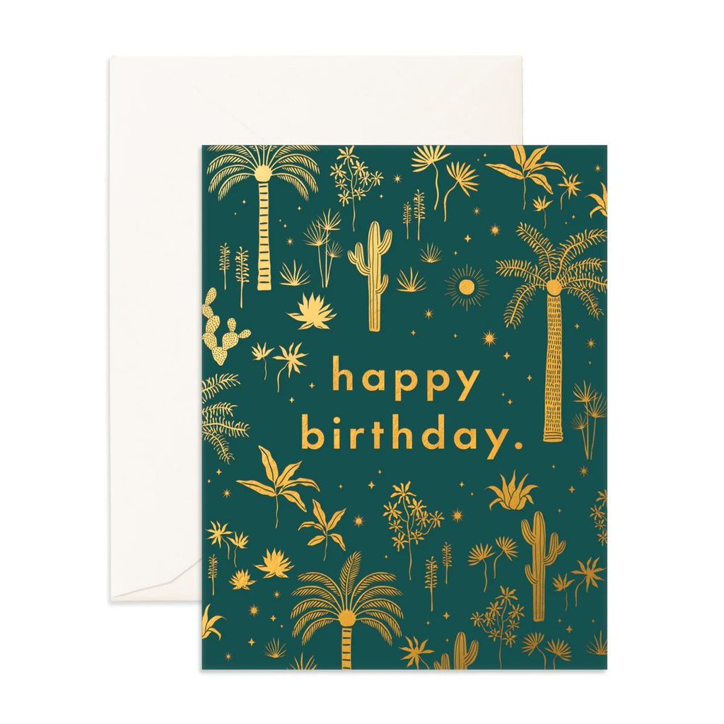 " Birthday Desert Palms Jade " Greeting Card