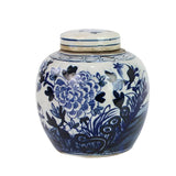 Blue & White Ceramic Round Ginger Jar