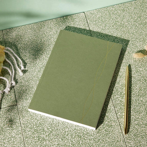 A5 Lined Notebook In Mid-Green - Ruled Notepads