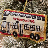 EMBROIDERED ORNAMENT : Double Decker Bus