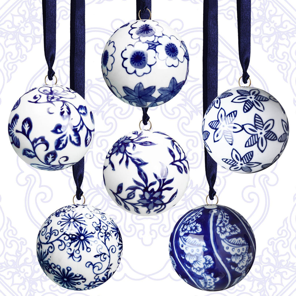 Blue & White Ceramic Ball Hanging Ornament