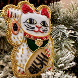 EMBROIDERED ORNAMENT : Lucky Cat