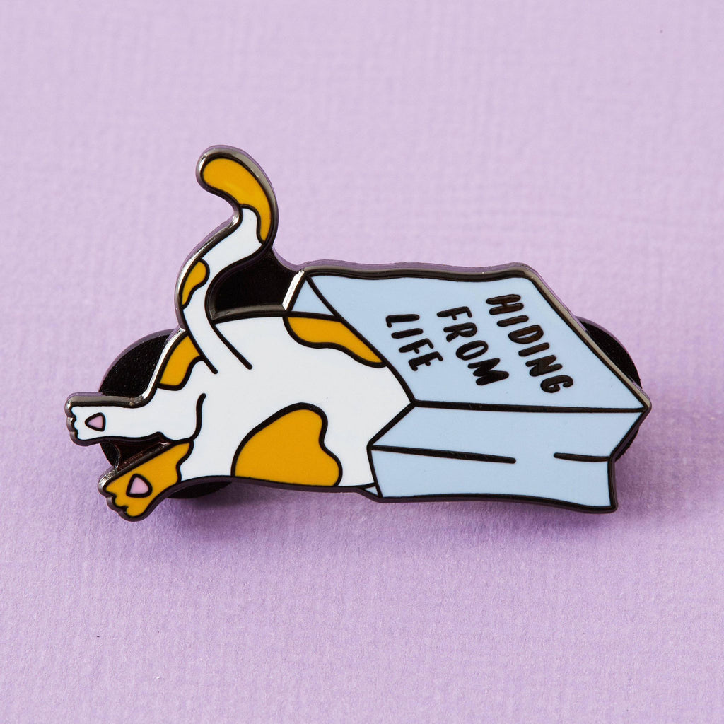 " Hiding from Life Cat " Enamel Pin