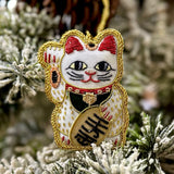 EMBROIDERED ORNAMENT : Lucky Cat