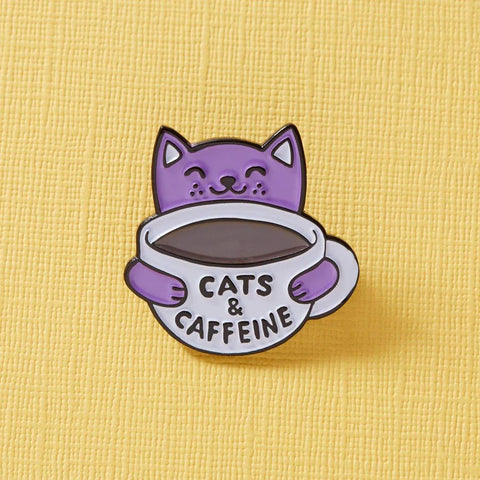 " Cats & Caffeine " Enamel Pin