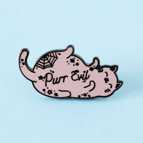 " Purr Evil Pink Cat " Enamel Pin