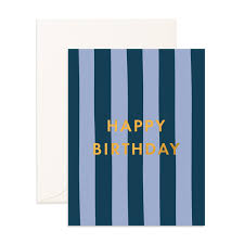 " Birthday Navy Stripe " Greeting Card