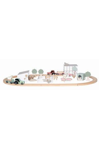 Wooden Train Set Farm With Animals