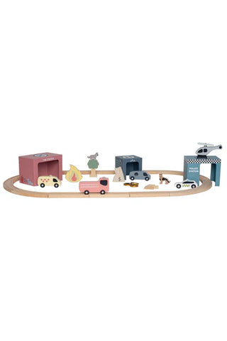 Wooden Train Set Rescue Vehicles