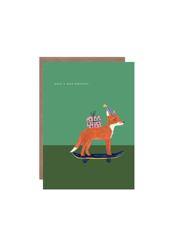 " Fox on Skateboard " Card