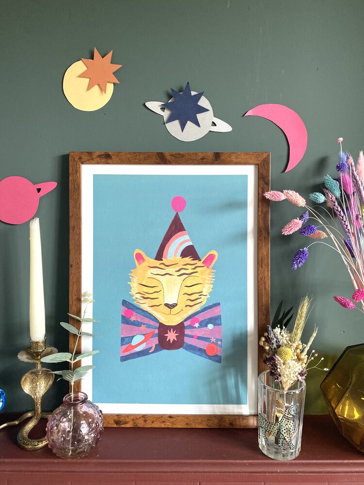 Magical Party Tiger Art Print Thorn and Burrow