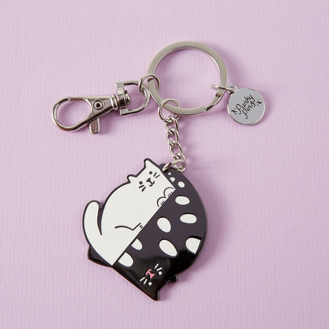 Yin & Yang Cats Enamel Keyring