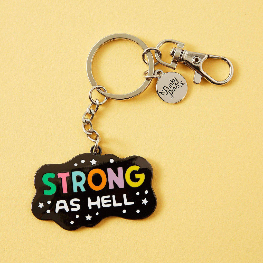 " Strong As Hell " Enamel Keyring