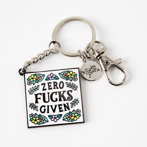 Zero Fucks Given Enamel Keyring